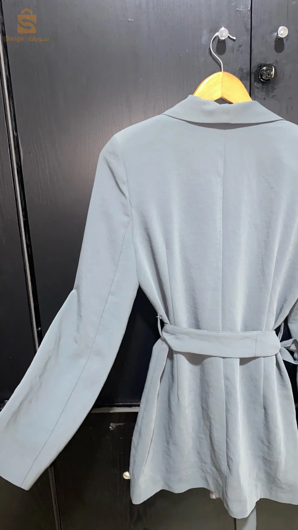 Blazer Gris sans boutons avec ceinture😍