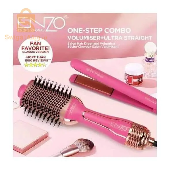 Professional rotating heated brush + straightener