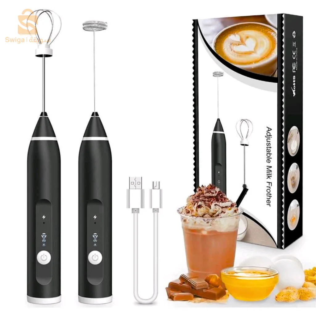 صانع رغوة الحليب وخافق الخلاط، خفاقة كهربائية صغيرة محمولة قابلة لإعادة الشحن، 3 سرعات مع رأس حلزوني مزدوج