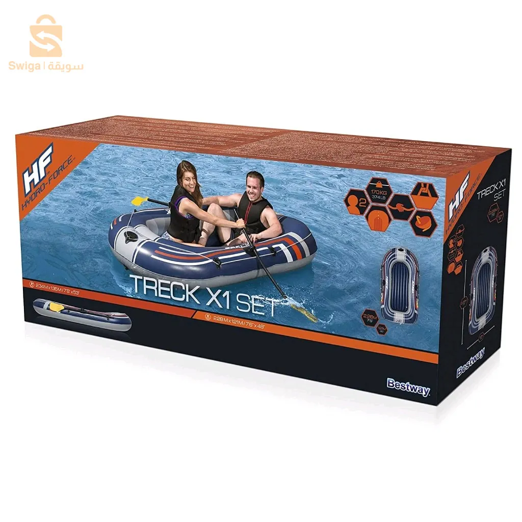 بيست واي - قارب قابل للنفخ متين لشخصين Hydro-Force™ Trek X1 228 x 121 x 32 سم 61083$👍