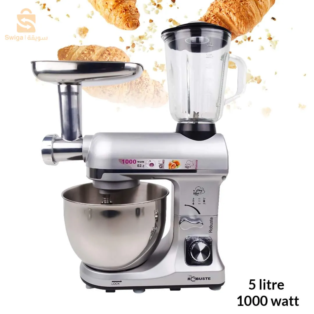 ROBUSTE RPM37 Robot pétrin 5 litre 1000 watt 3en1
ROBUSTE RPM37 Robot pétrin 5 litre 1000 watt عجان إحترافي روبيست RPM37 
يمكنك الأن خبز الكعك والحلويات اللذيذة، فرم اللحم وصنع عصير لذيذ ومنعش دون أية متاعب مع الخلاط متعدد الإستعمالات روبيست RPM37، وهو جهاز مطبخ لابد من إقتنائه في كل منزل. من شأن هذا الجهاز أن يخفف عنك عبء الطهي ويجعله أمرا في غاية السهولة وذلك بفضل وظائفه المتعددة.
✅يأتي مع محرك قوي وفعال 1000 واط.
✅يأتي هذا الجهاز مصحوبا بوعاء كبير بسعة 5 لتر
✅يشتمل خلاط روبيست RPM37 هذا على إعدادات 6 سرعات مختلفة مع تحكم في النبض لقوة وفعالية أكبر
✅يمكن تعديلها وفقا للسرعة التي تفضليها.
✅مفرمة لحم مزودة بثلاث شفرات تقطيع.
✅قطعة لعمل السجق والمعكرونة.
✅ذراع متعددة الوظائف مع 35 درجة دوران.
✅ياتي مدمج مع خلاط عصائر بسعة 1.5 لتر
21500دج
0665955230فب👉viber watts