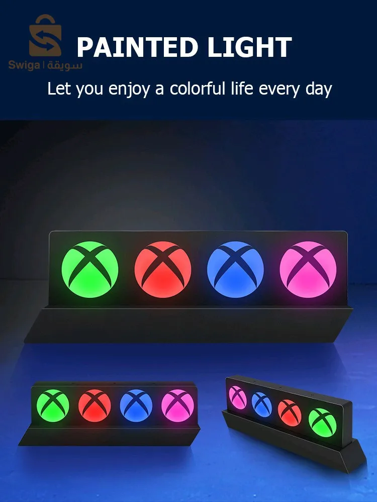 مصباح إضاءة LED بأيقونات Xbox مع 3 أوضاع إضاءة - إضاءة ملونة تفاعلية مع الموسيقى$👍