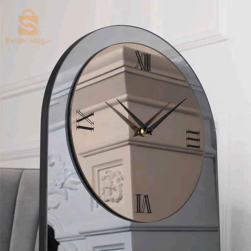 Horloge style modérne murale en Miroir acrylic Ovale