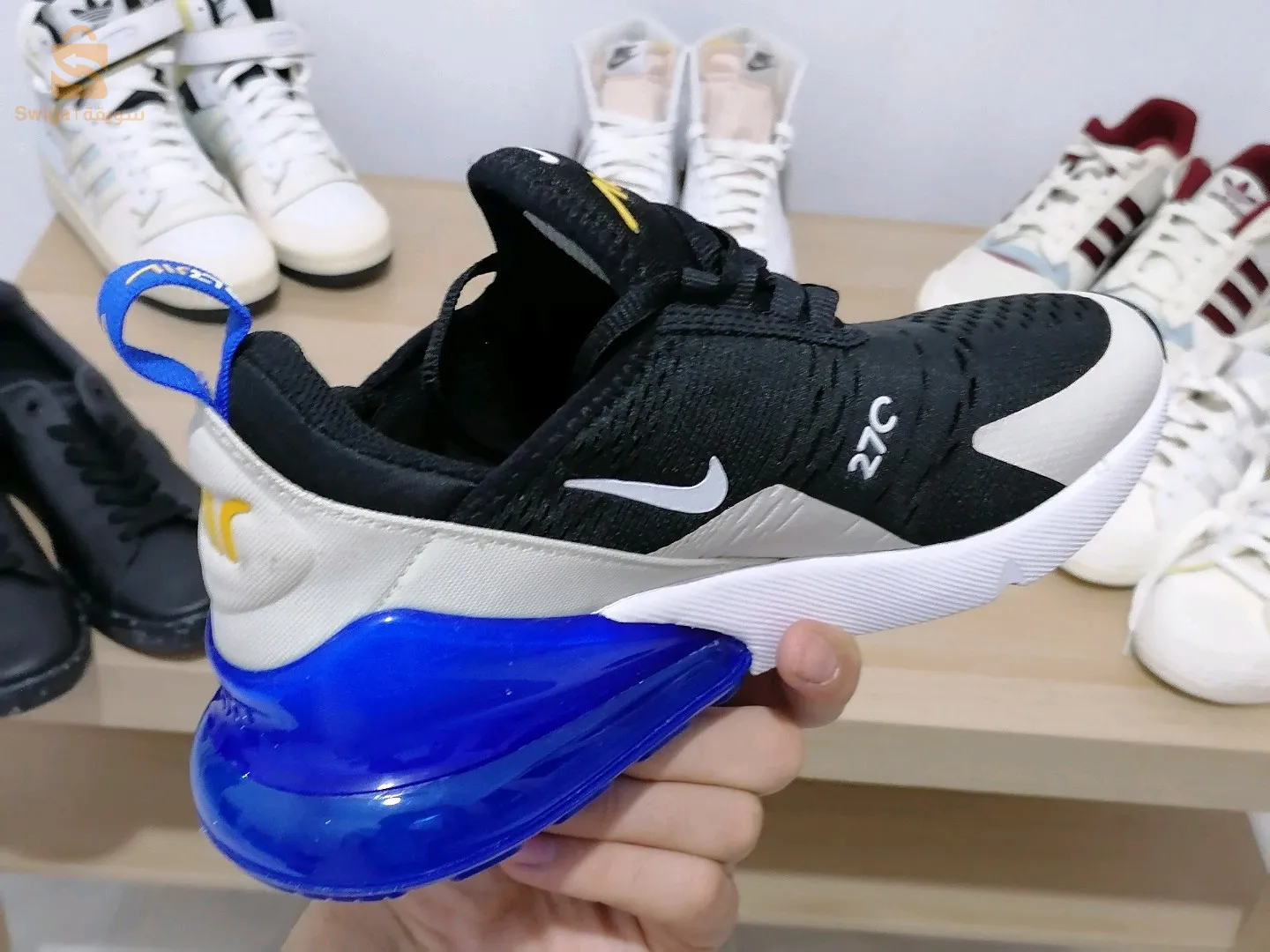 Nike Air Max 270 GS Black Game Royal Blue Running Shoes Mens