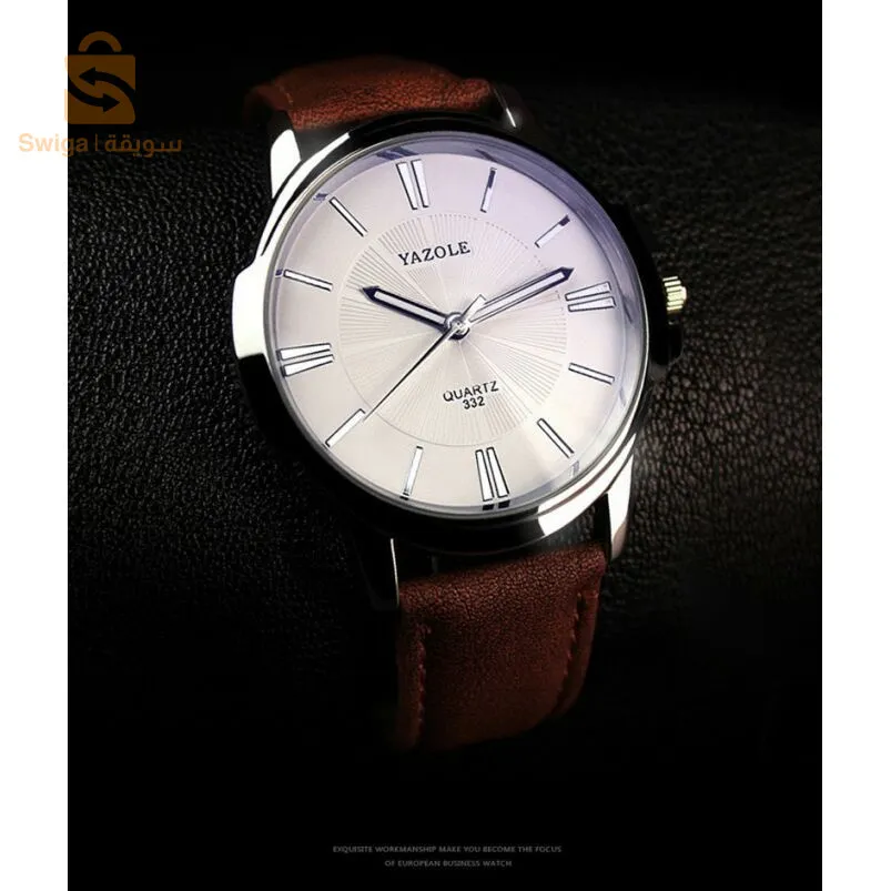 ساعة يد كلاسيكية للرجال Montre Yazole Homme Classique marron