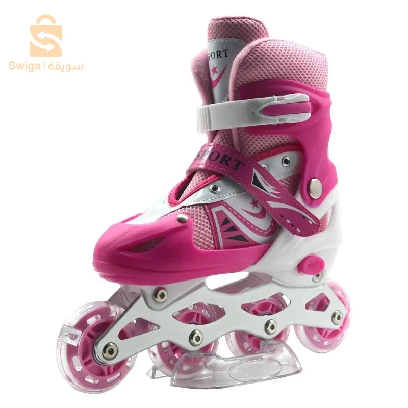 بكرات محاذاة مريحة للأطفال مع عجلات RGB - مقاس وردي 35-38 / 38-42$👍