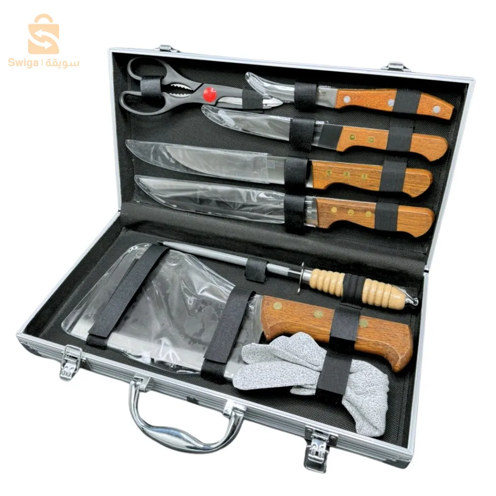 Fischer Mallette À Couteaux De Boucher En Acier Inoxydable 8 Pcs - حقيبة سكاكين 8 قطع من علامة فيشر