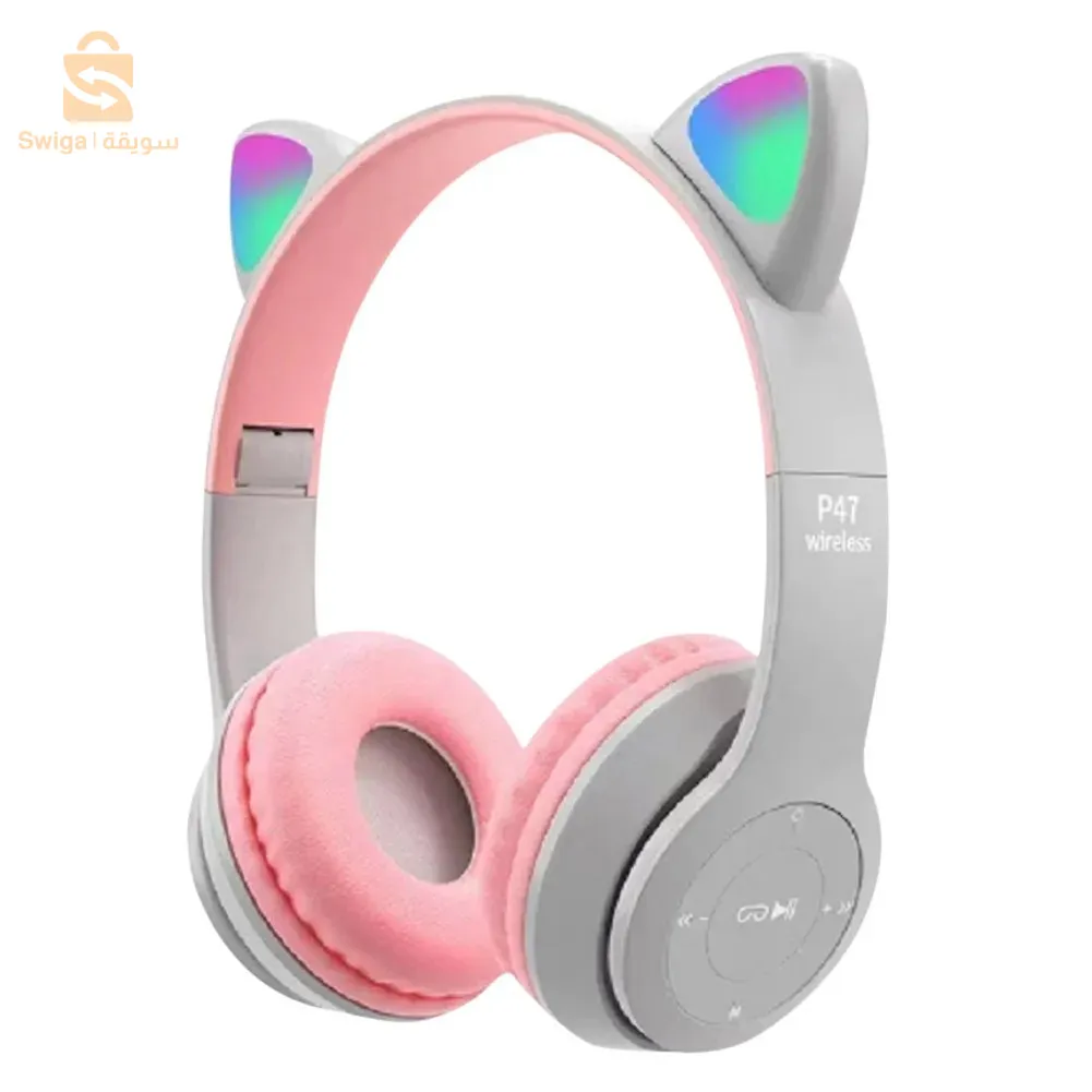 سماعات بلوتوث لاسلكية مع وامض LED Cat Ears P47M