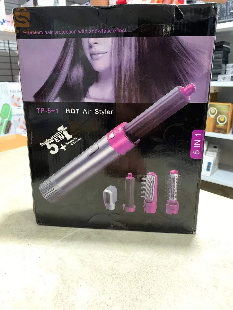Sèche-cheveux peigne à air chaud 5in1 curling premium protection
