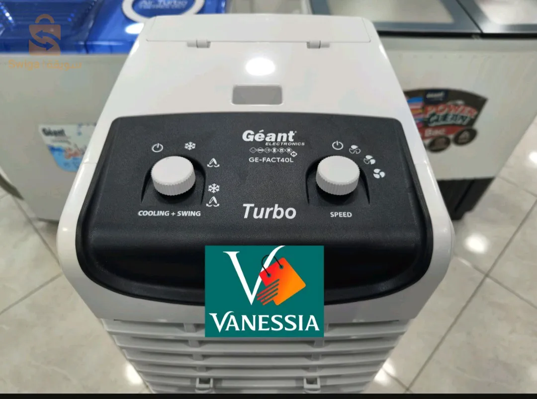 Air cooler de la marque géant :✅ Garantie 24 mois✅ Turbo✅ Capacité 25 Litres✅ Design modernes✅ puissance 120w✅ Boîte à glace✅ Filet de sécurité