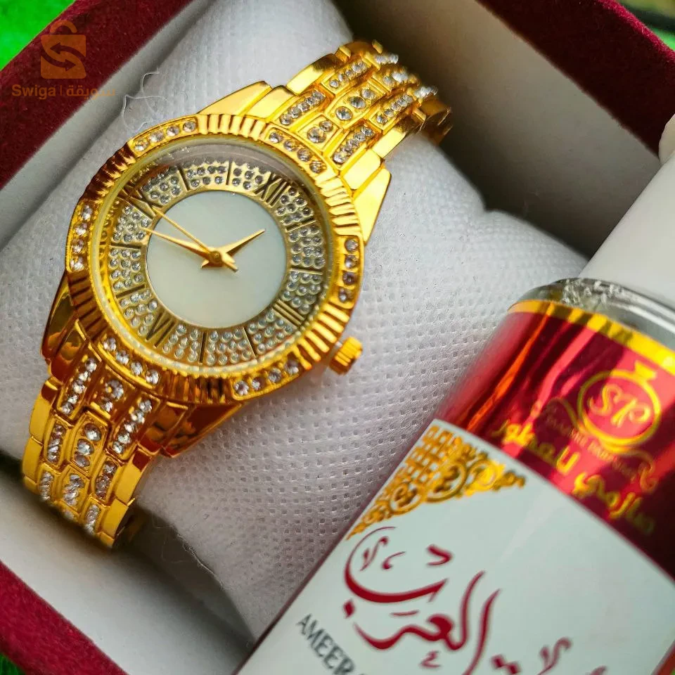 ساعة نسائية ذات جودة عالية+عطر هدية