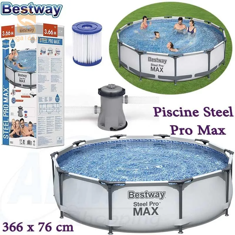Piscine -Bestway 56416 – Steel Pro -pompe et filtre 366*76 cm