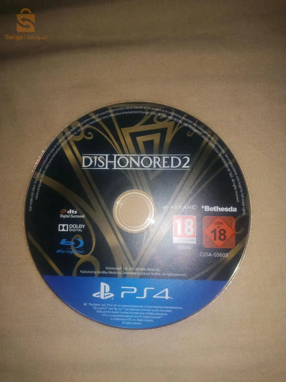 le jeux de Dishonored 2 pour le PS4