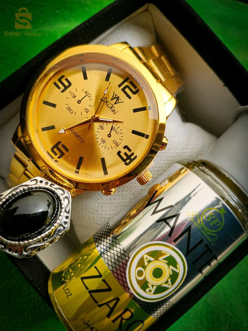 كوفري رجالي (ساعة+عطر و خاتم تيتانيوم هدية)