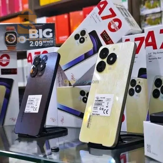 🎉أصلي✨RAM 12 G🔥256 G😍

💣بسعر :حررررق😍 التوصيل مجانا 🎀
#الجديد_من_شركة_إيتل 🥇
      🌹itel  a70🌹

💥الرام 12 GB💣😍
💥 الذاكرة256 GB🤯
💥البطارية 5000 مللي أمبير
💥المعالج  Unisoc T603
💥الشاشة كبيرة 6.6 بوصة .Ips lc😍😍😍

🌹مميزات itel A70🌹

🔴 شاشة كبيرة: الهاتف يأتي بشاشة كبيرة الحجم مقاس 6.6 بوصة، الشاشة تغطي معظم مساحة واجهة الهاتف مع نوتش أعلى الشاشة

🔴 كاميرا خلفية ثنائية: هاتف itel A70 يأتي مزود بكاميرا خلفية ثنائية بدقة 13 و 0.3 ميجابكسل، الكاميرا تدعم وضع عزل الخلفية وتصوير الفيديو بدقة 1080P FHD

🔴 بطارية كبيرة: الهاتف يأتي بسعة بطارية كبيرة (5000 مللي أمبير) 

🔴 مستشعر البصمة: الهاتف مزود بمستشعر بصمة الأصابع يأتي موجود في زر الطاقة جانب الجهاز

🔴 مساحة التخزين كبيرة: الهاتف يأتي بذاكرة تخزين داخلية مساحتها كبيرة  256 جيجابايت ..والرام الموسع 💣12 GB🔥

🔴 الشرائح: الهاتف يدعم تركيب شريحتي SIM وبطاقة ذاكرة ميموري كارد في نفس المكان دون الحاجة لإزالة أيٍّ منهما

💯ضمان 12 شهرا ✅💯

التوصيل متوفر 58 ولاية
✅الدفع عند الاستلام 🤝🏽