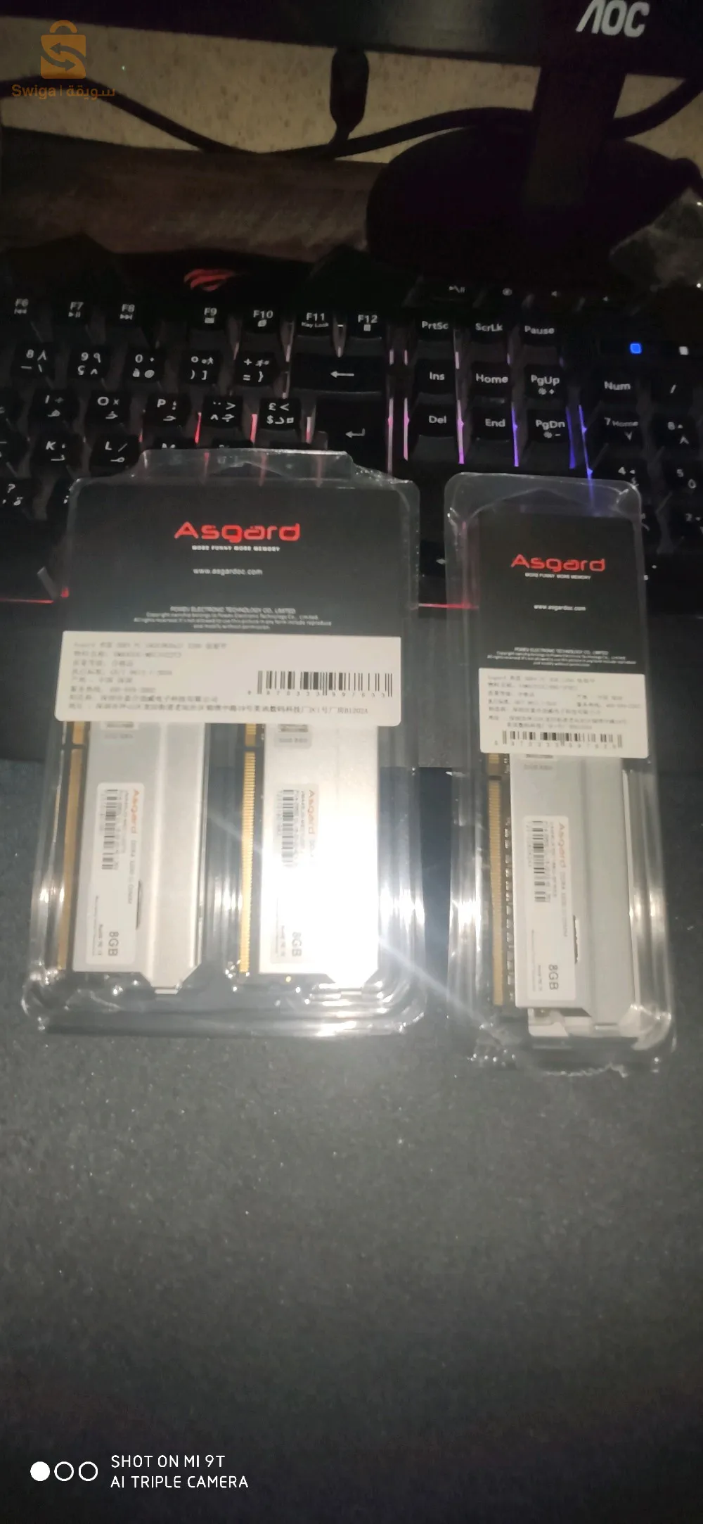 RAM ASGARD DDR4 rgb 3600 mhz 16g b(8+8)/3200 mhz simple 8gb et 16gb neufs jamais utilisé