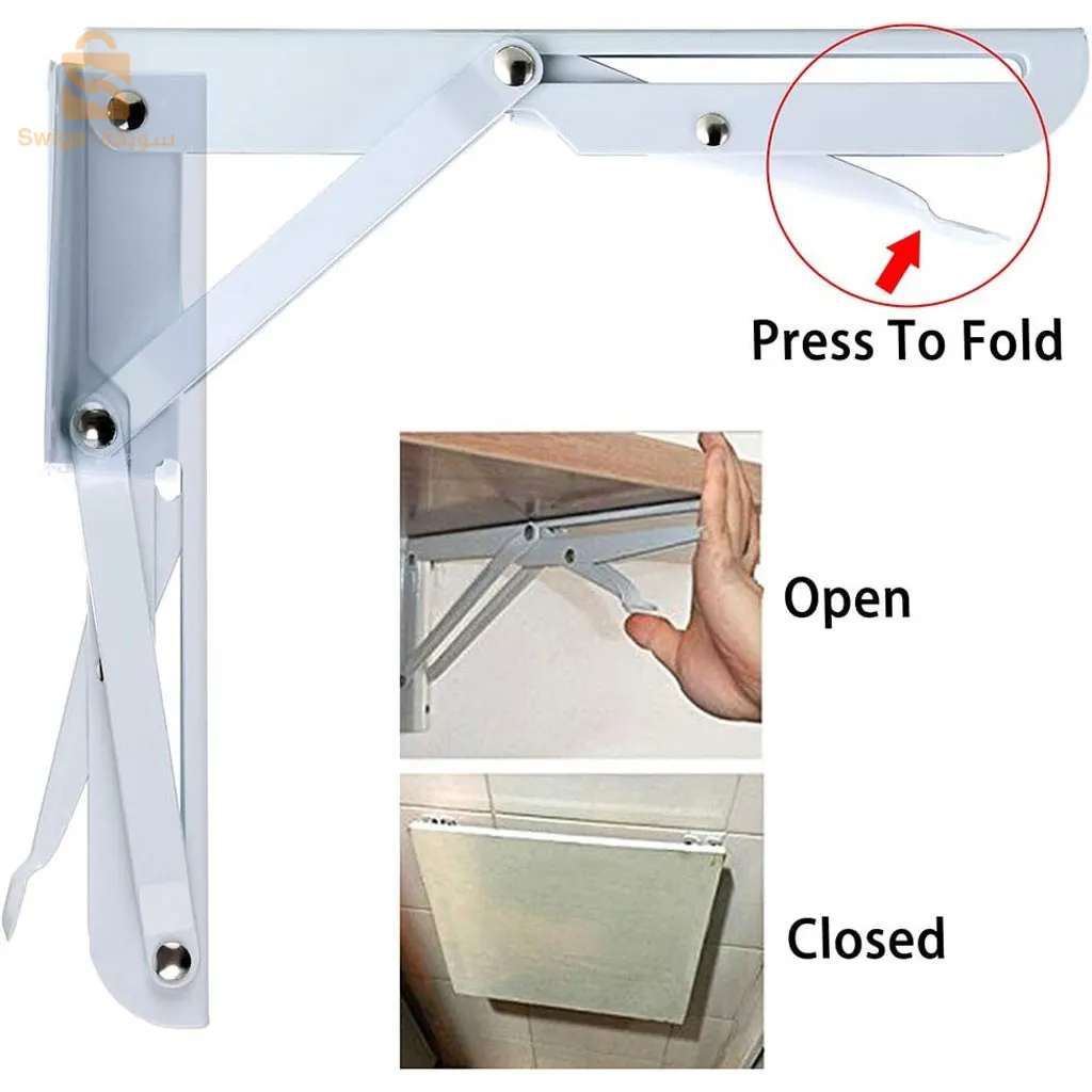 حامل رف معدني قابل للطي باللون الأبيض$👍