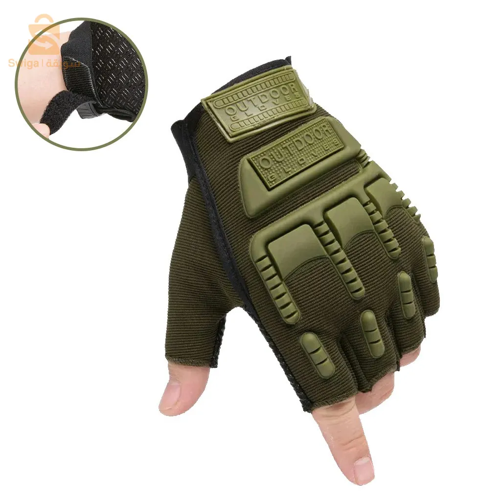 قفازات نصف اصبع مضادة للانزلاق للدراجات النارية v3$👍