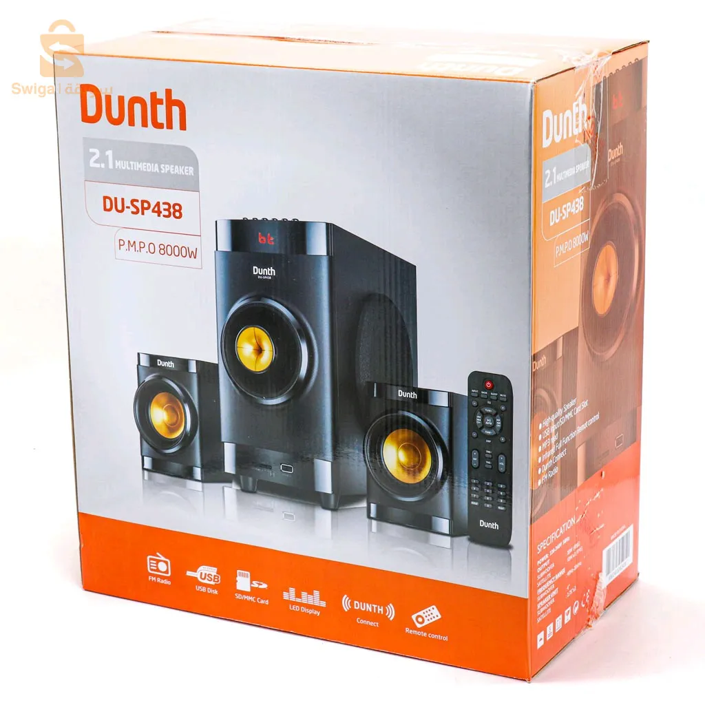 مكبر صوت متعدد الوسائط 2.1 BT/AUX/USB/FM راديو DUNTH DU-SP438$👍