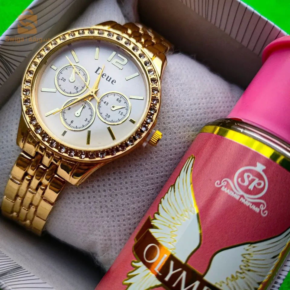 ساعة نسائية ذات جودة عالية+عطر هدية