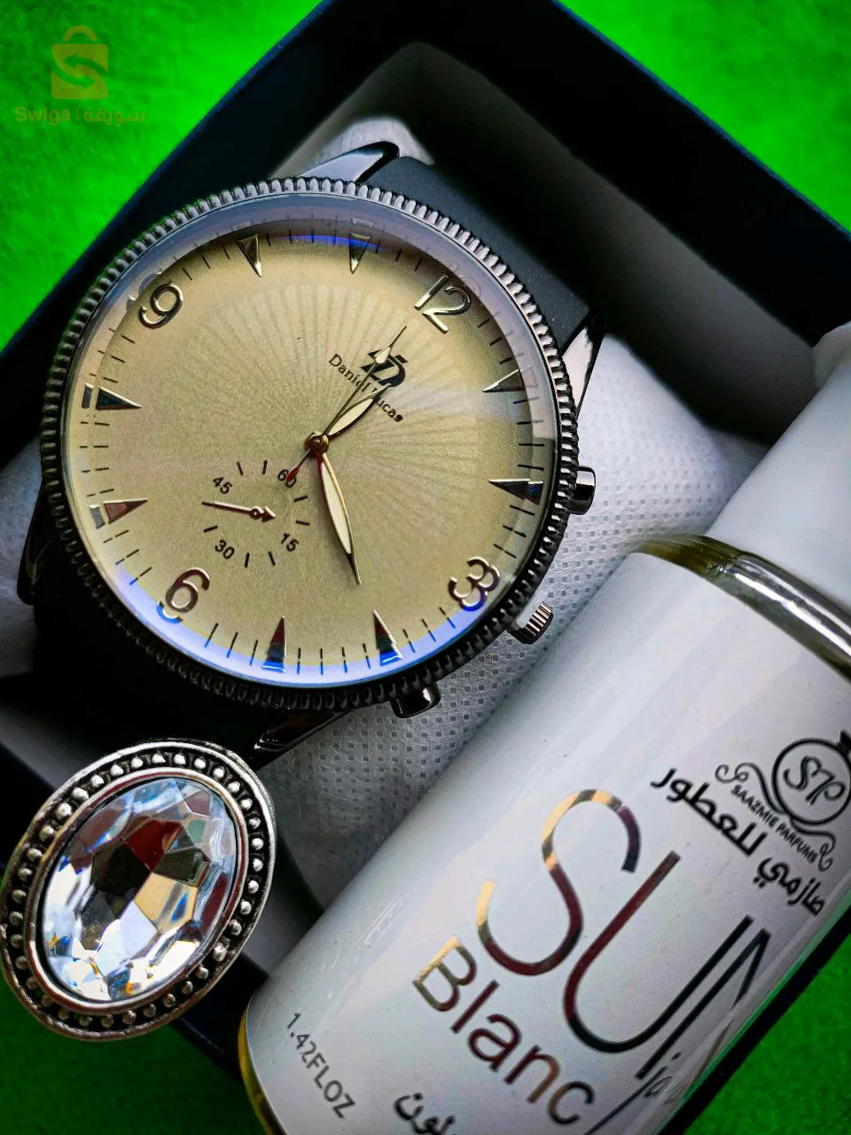 ساعة رجال + عطر + خاتم