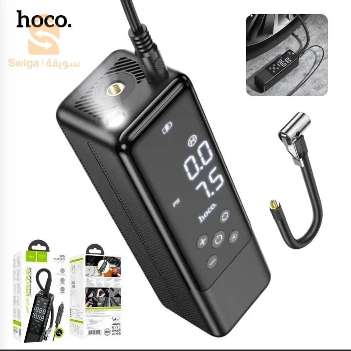 مضخة الهواء الذكية من Hoco مع ضوء LED وشاشة رقمية ZP5