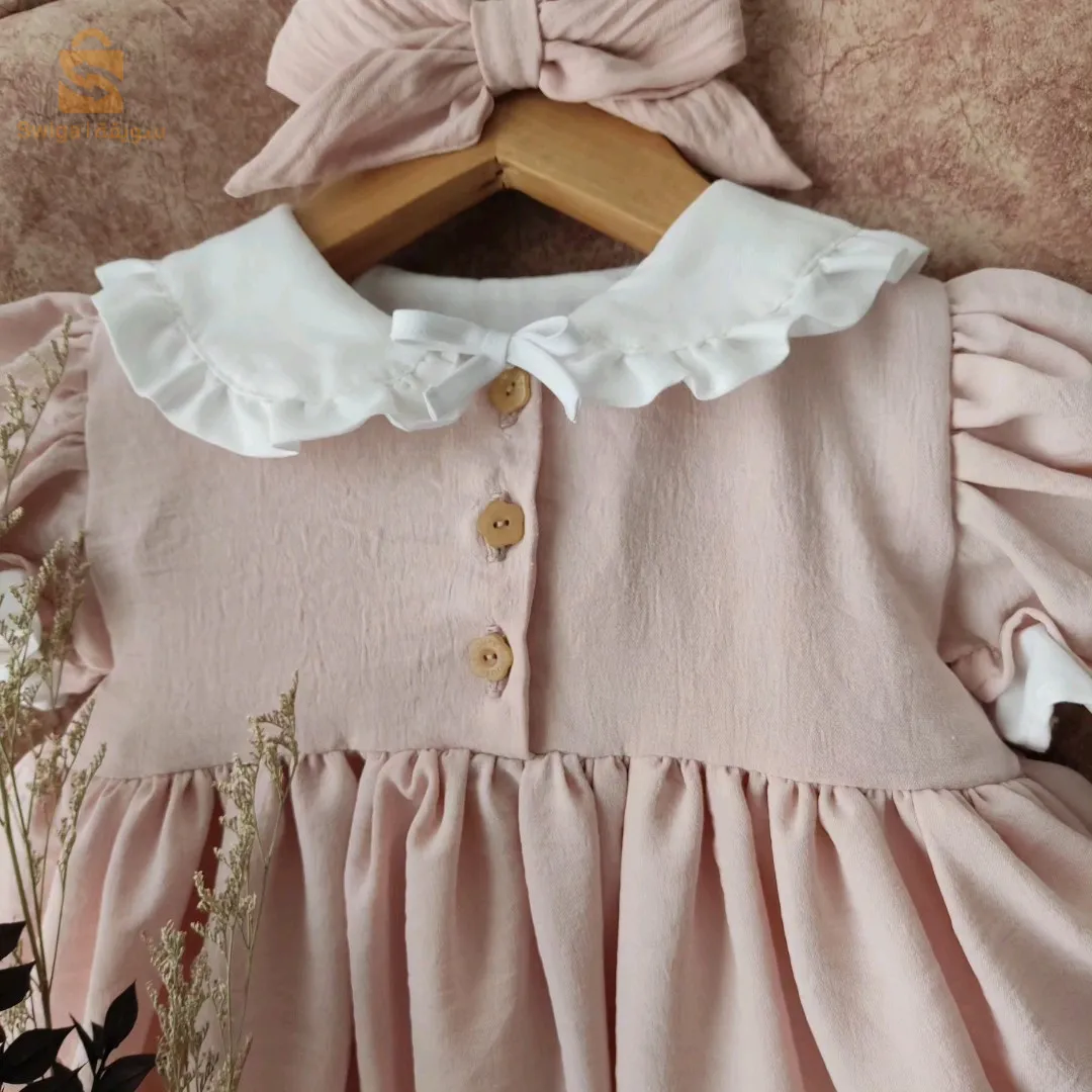 🌸فستان انيق بتفاصيل مميزة مبطن بطبقة من قماش البوبلين