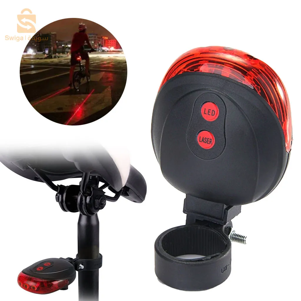 شعاع ليزر LED مقاوم للماء، 3 أوضاع فلاش، مصباح تحذير خلفي للدراجة$👍