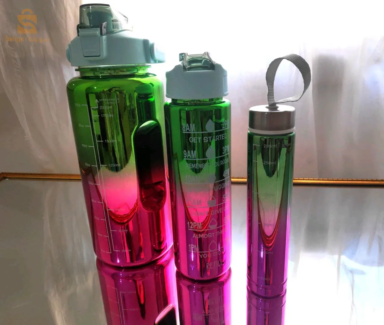 Bouteille d'eau de sport 3 pièces en plastique
