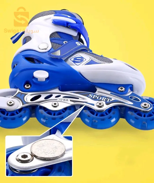 Prooomo🔥les Rouleurs Alignées Confortables pour Enfants avec des roues RGB - Bleu