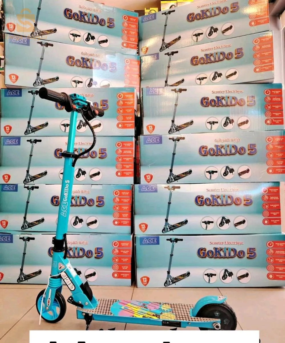 Trottinette ACE Électrique 
متوفرة في اللون الأزرق والوردي
A vendre trottinette enfants 
marque ACE Ace scooter electrique goKido 5
Vitesse maximale 10-15 km/h
Charge maximale 60 Kg
Batterie 10 Km
27000دج
0665955230فب👉 Viber Watts