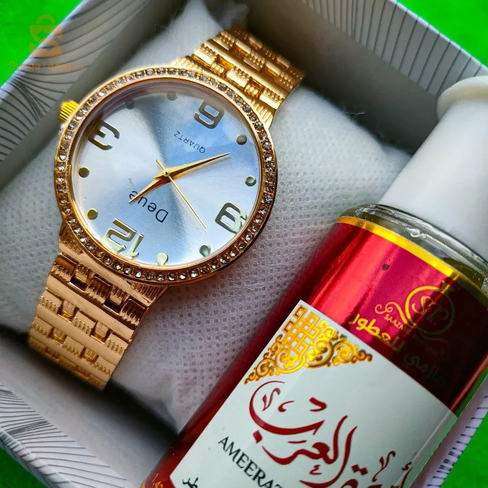 ساعة نسائية ذات جودة عالية+عطر هدية