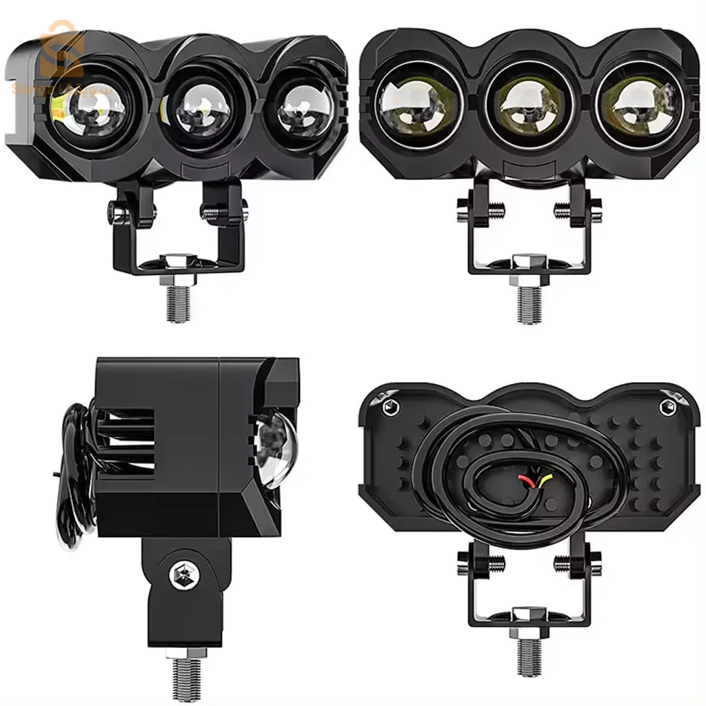 Projecteur Universel LED à 3 lentilles Pour Vélo et Moto