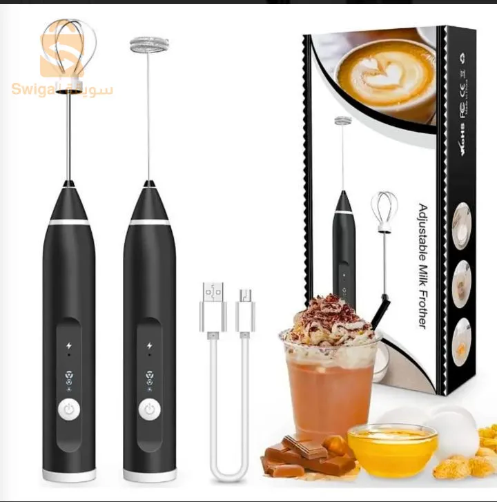 Mousseur à Lait, USB Rechargeable Portable mini fouet electrique 3 Vitesses avec Dual Fouet Tête Spirale