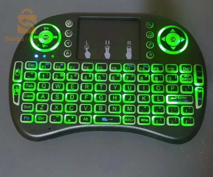 لوحة مفاتيح لاسلكية ثلاثية الألوان بإضاءة خلفية USB للتحكم في الوسائط المتعددة