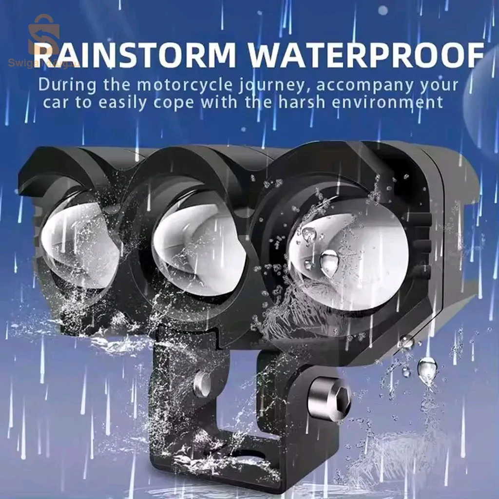 Projecteur Universel LED à 3 lentilles Pour Vélo et Moto