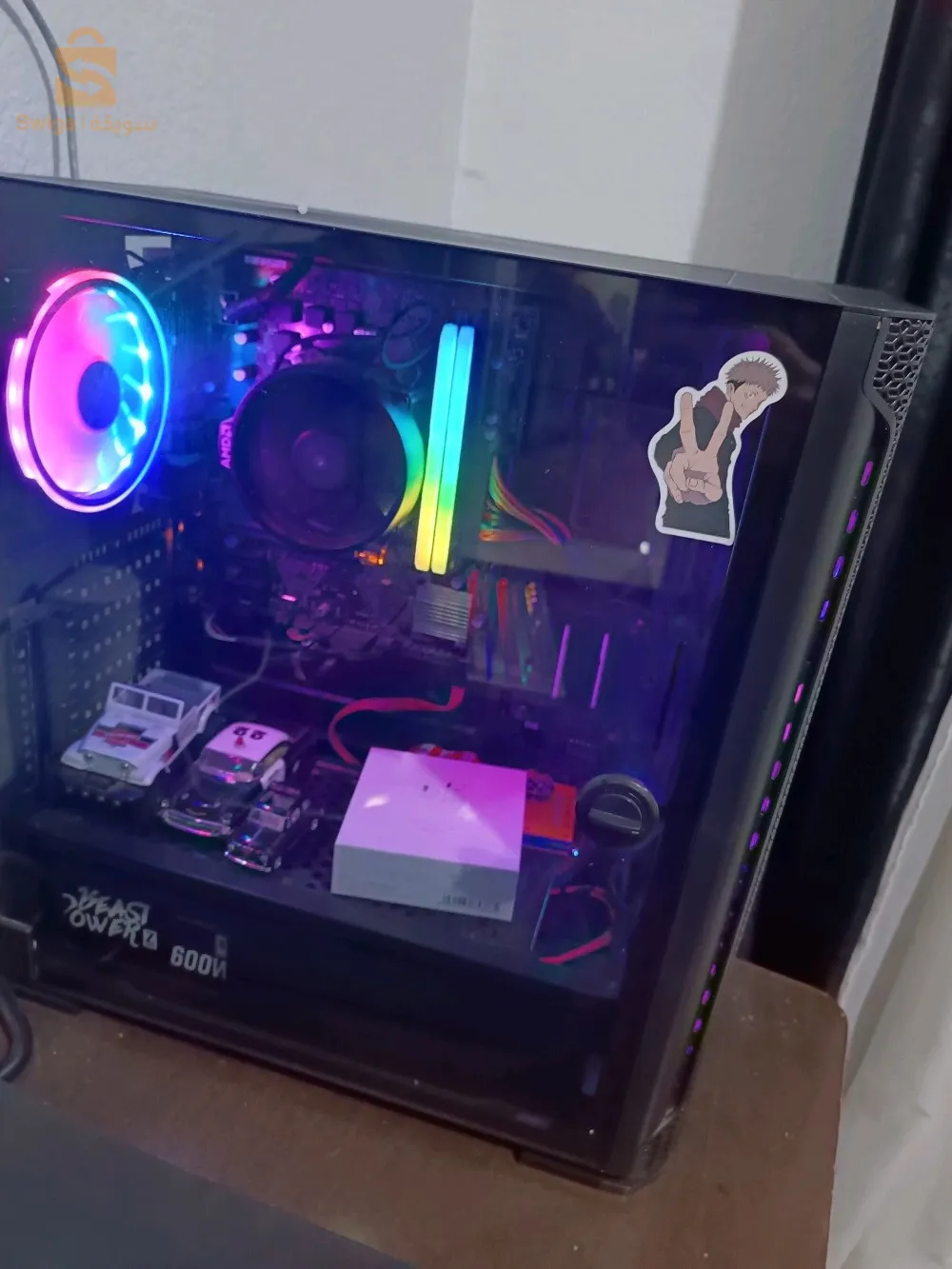 5600g
carte graphique Vega 8
RAM 16g 3400hz RGB
carte mère Asus b450m-k
SSD 512g
boitier raidmax f01
alimentations 600w
écran matos msg 241
clavier redragon k617 fizz
souris Razer death adder