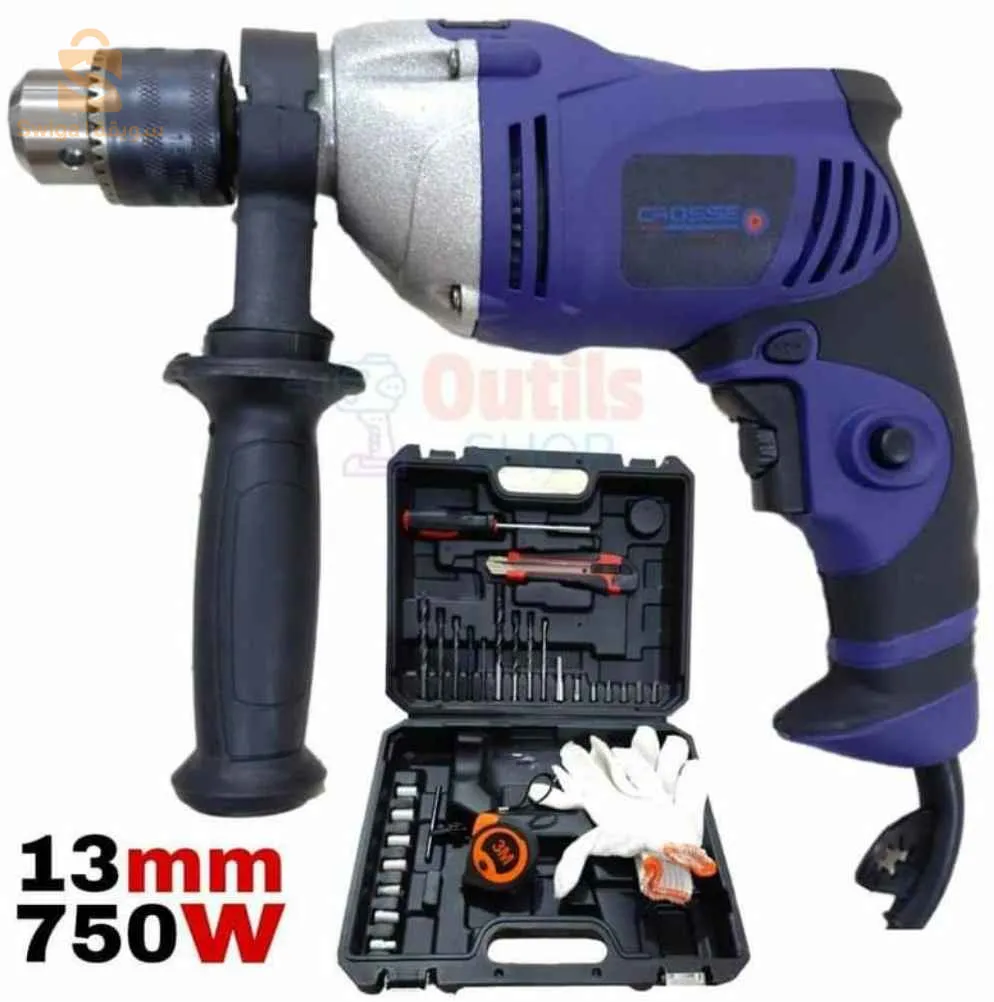 طقم حفر متقاطع بقوة 750 واط مع أدوات