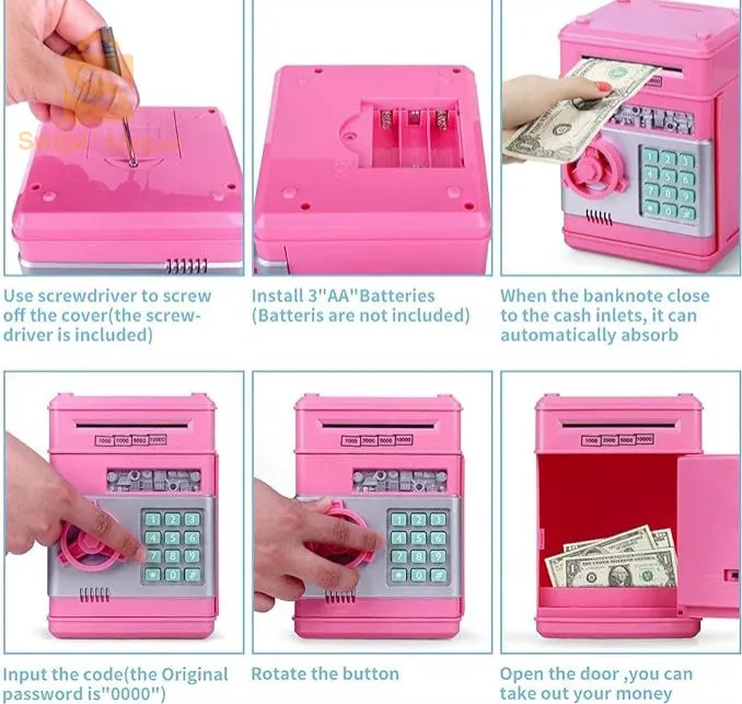 حصالة إلكترونية للأطفال للأطفال بكلمة مرور كوفر