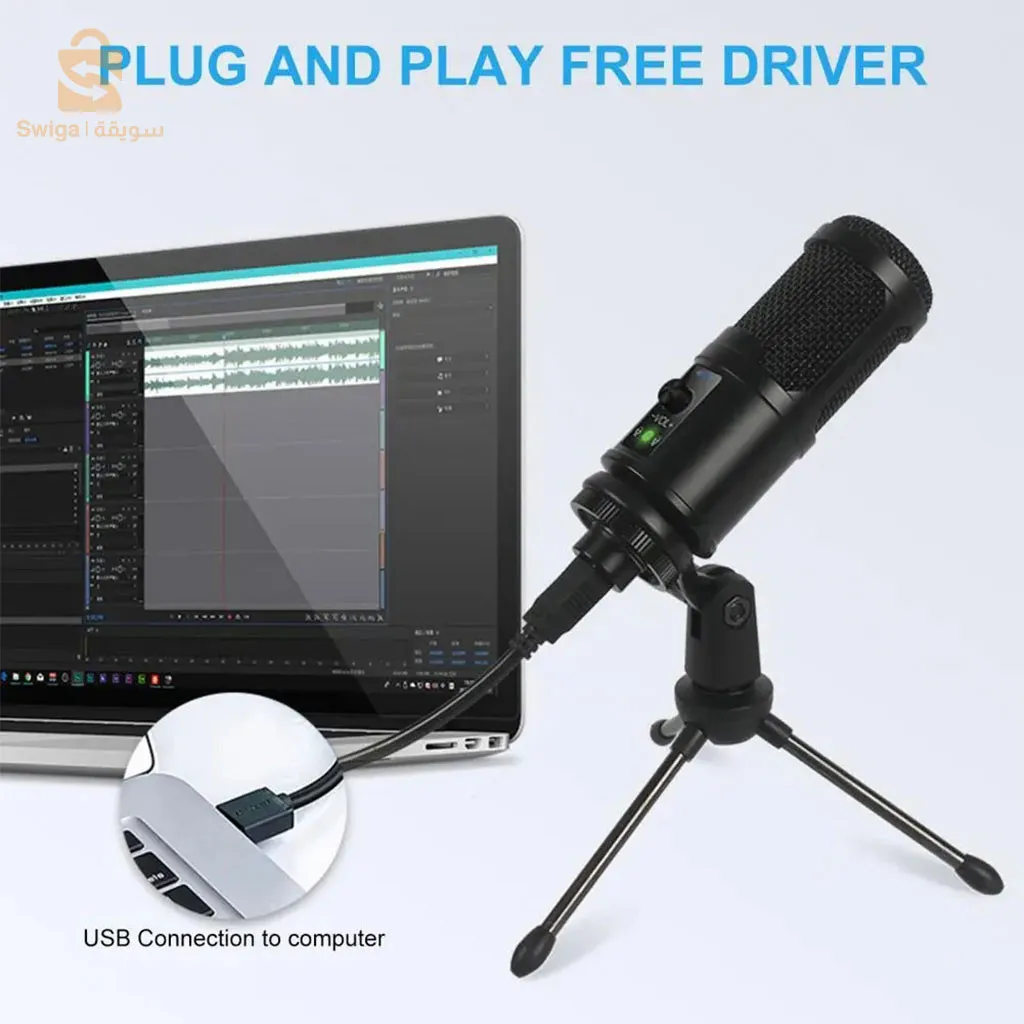Microphone à condensateur USB professionnel avec Trépied BM66