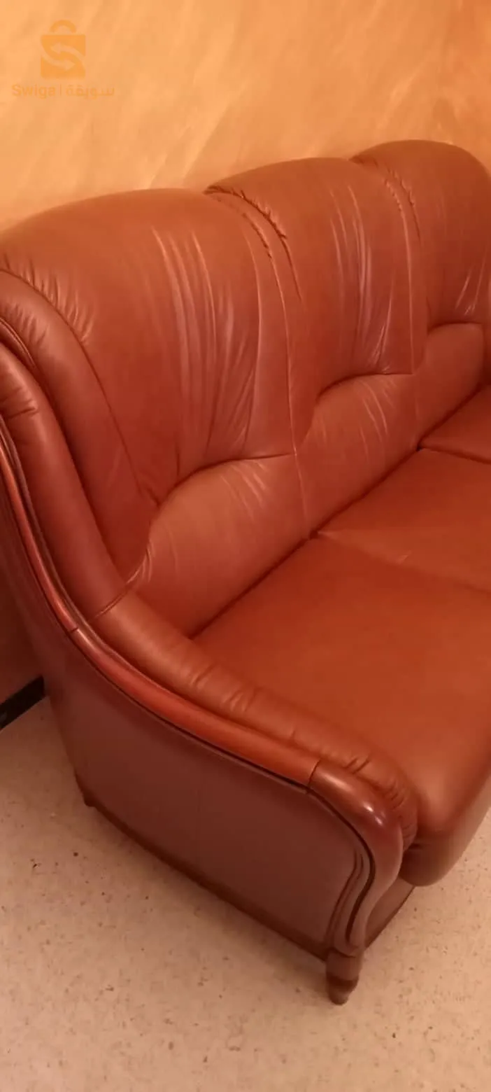 salon en cuir et bois hêtre