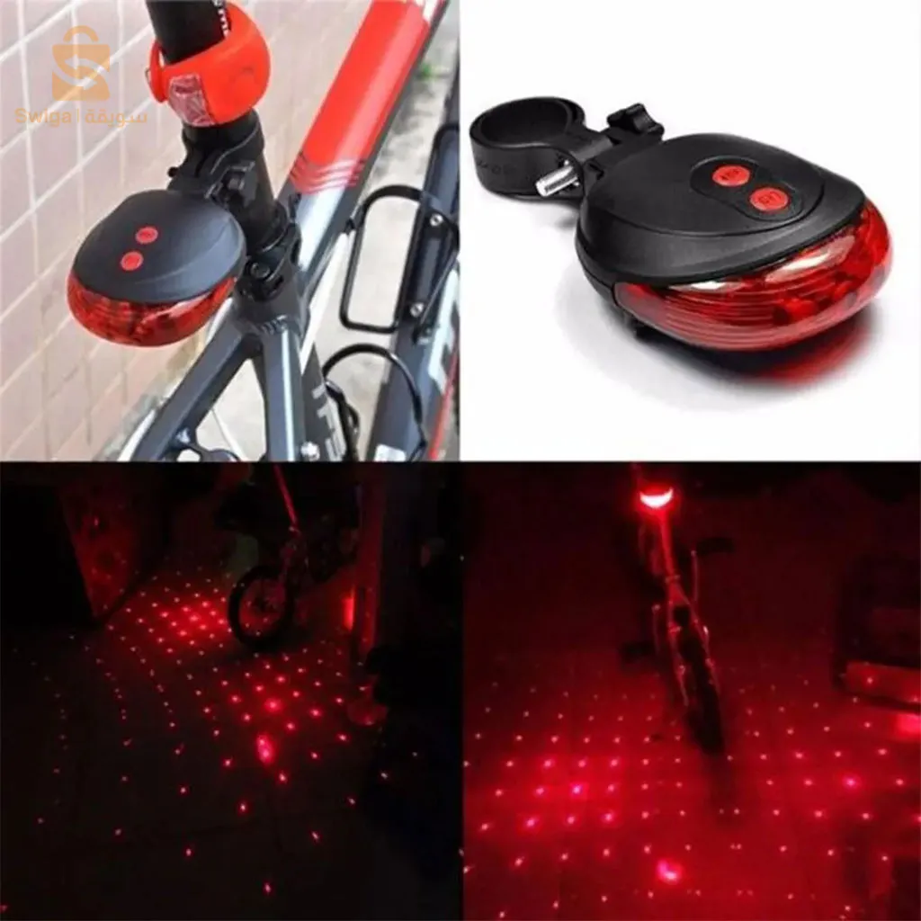 شعاع ليزر LED مقاوم للماء، 3 أوضاع فلاش، مصباح تحذير خلفي للدراجة$👍