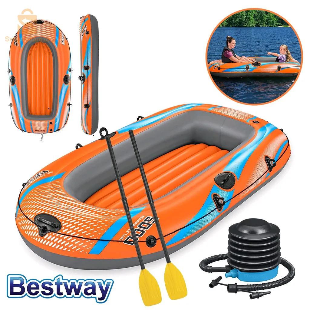 Bestway Condor Elite 2000 Bateau gonflable pour deux personnes Parfait pour les aventures 196 x 160 cm 61141