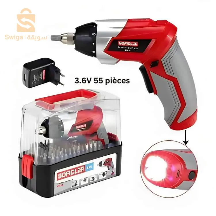 Tournevis électrique 3.6V 55 pièces SOFICLEF