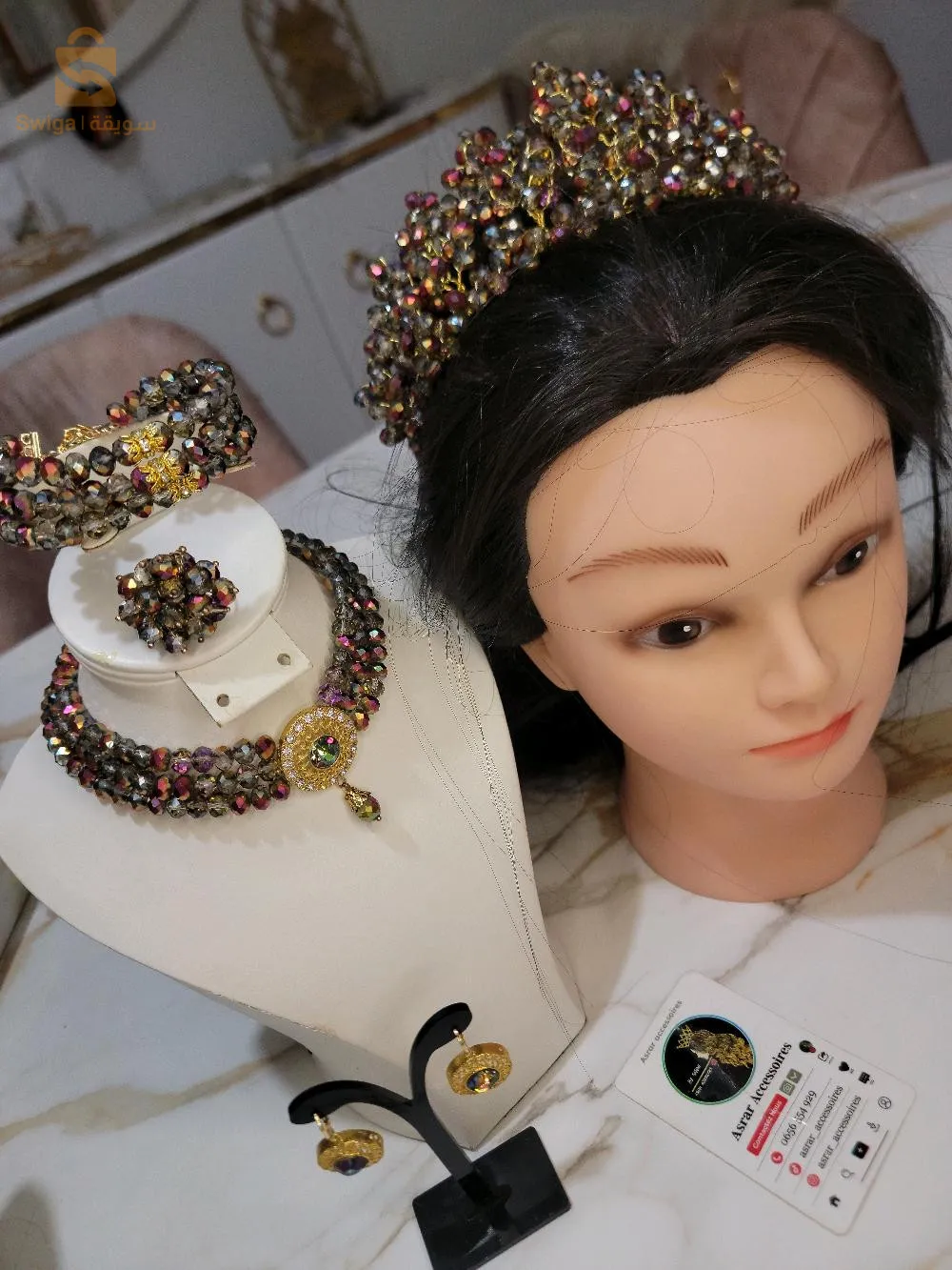 parure 5 pièces en vrai cristal