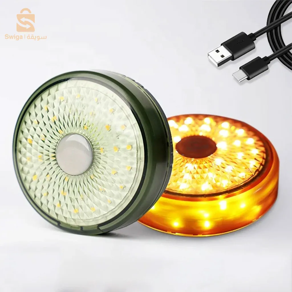 مصباح تخييم LED متعدد الوظائف، شحن USB، سلسلة جو ملونة$👍