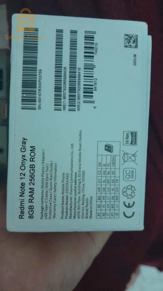 téléphone Redmi note 12 8/256GB