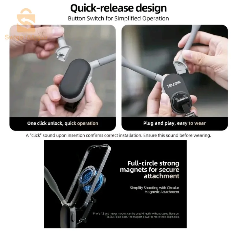 دعم التعليق المغناطيسي على الرقبة، تصوير الفيديو على هاتف POV لتصوير كاميرا الحركة$👍