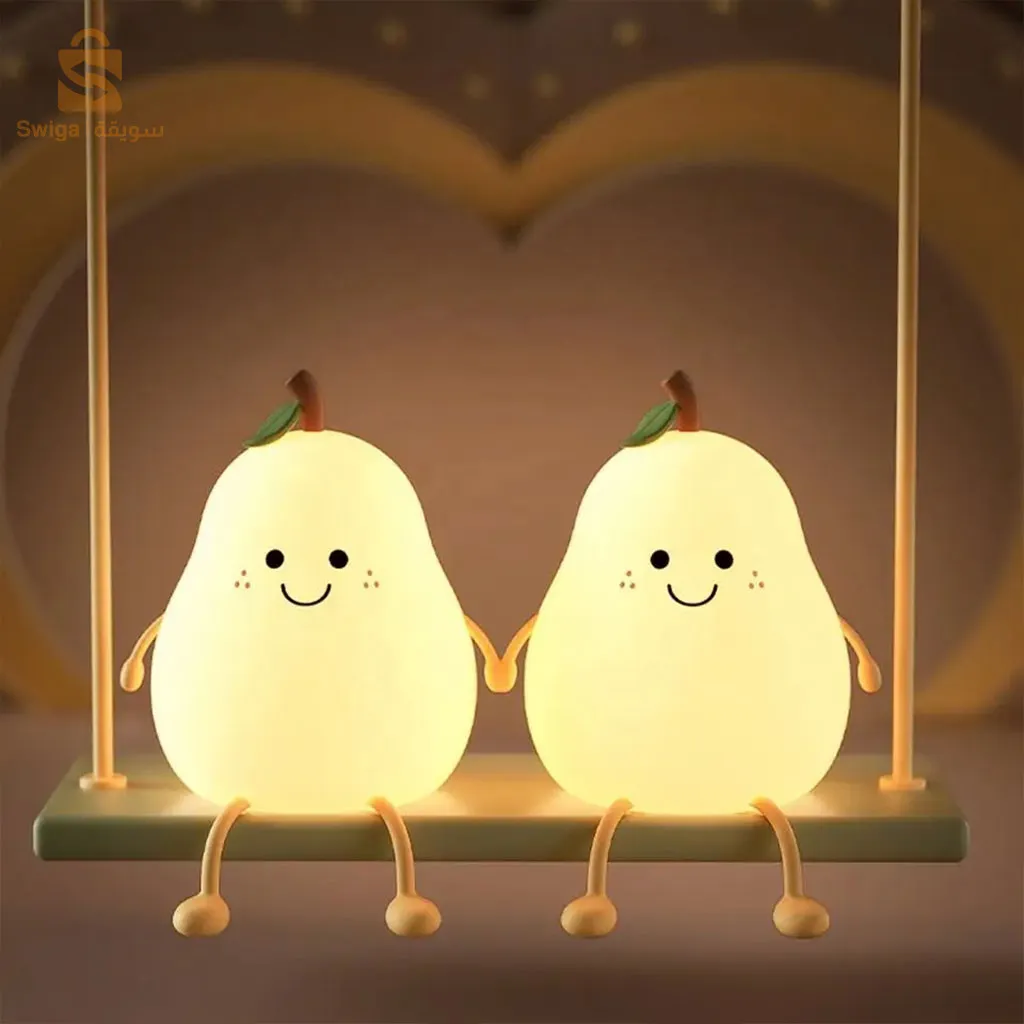 ضوء ليلي LED من السيليكون على شكل كمثرى للأطفال، مع مستشعر يعمل باللمس$👍