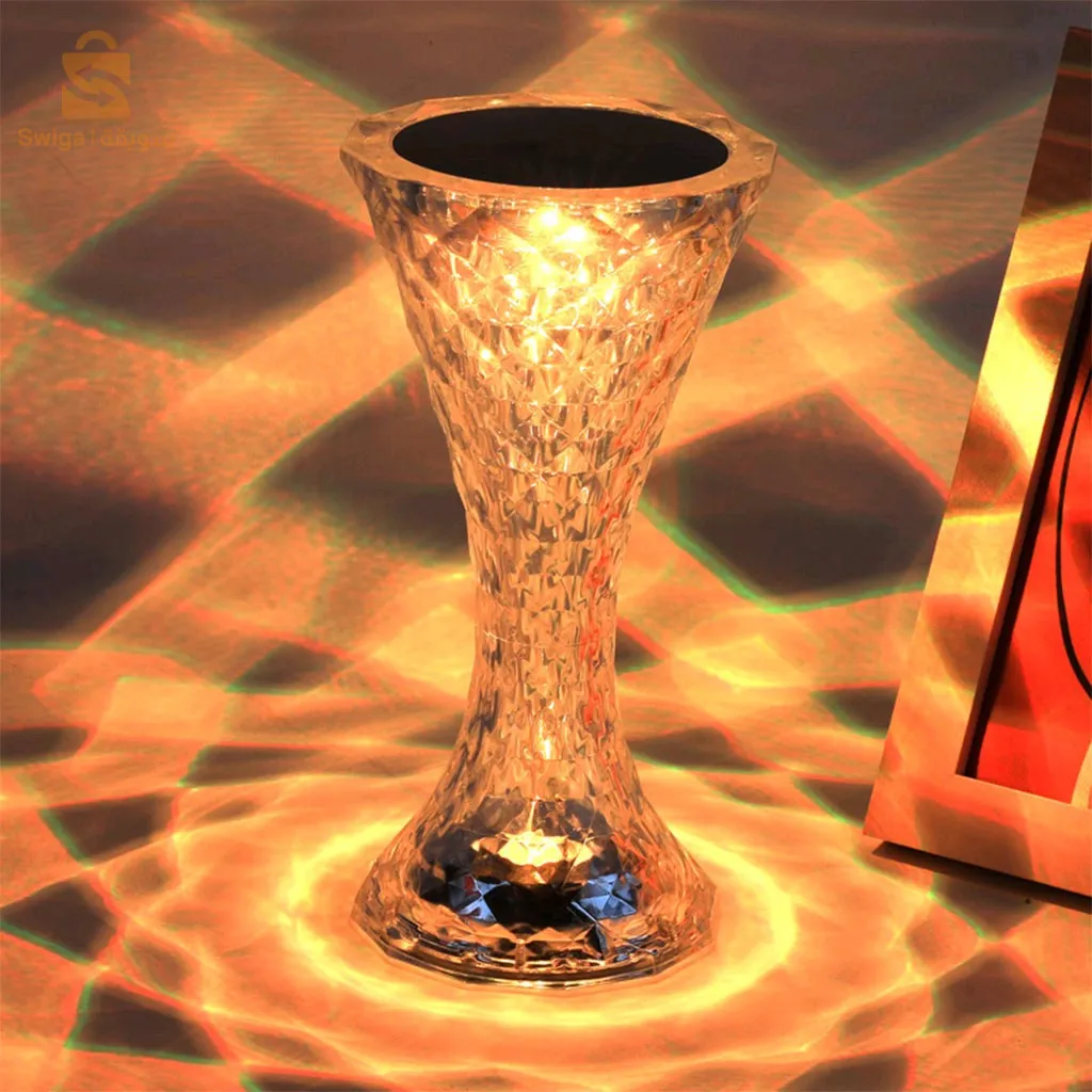 مصباح طاولة كريستال Rgb لاسلكي باللمس لغرفة النوم V2$👍